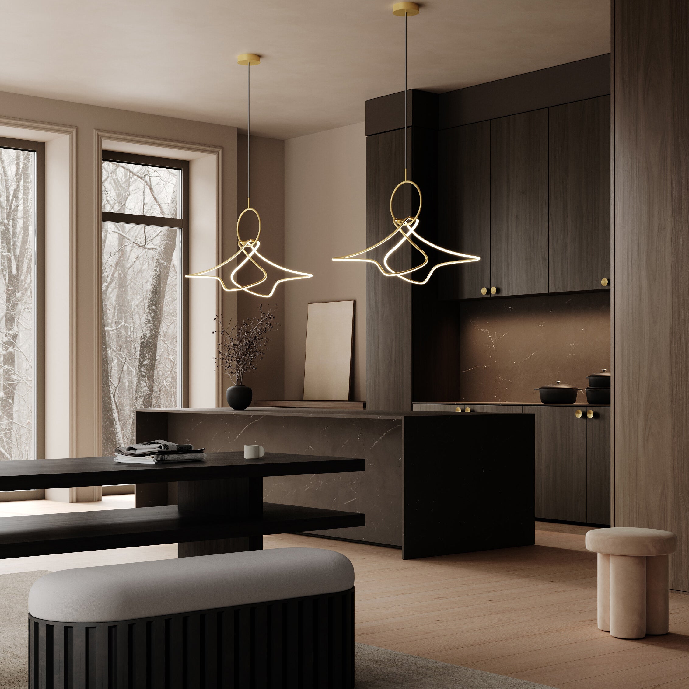 101 Copenhagen - Kumo Chandelier, Mini - Brass - Chandelier