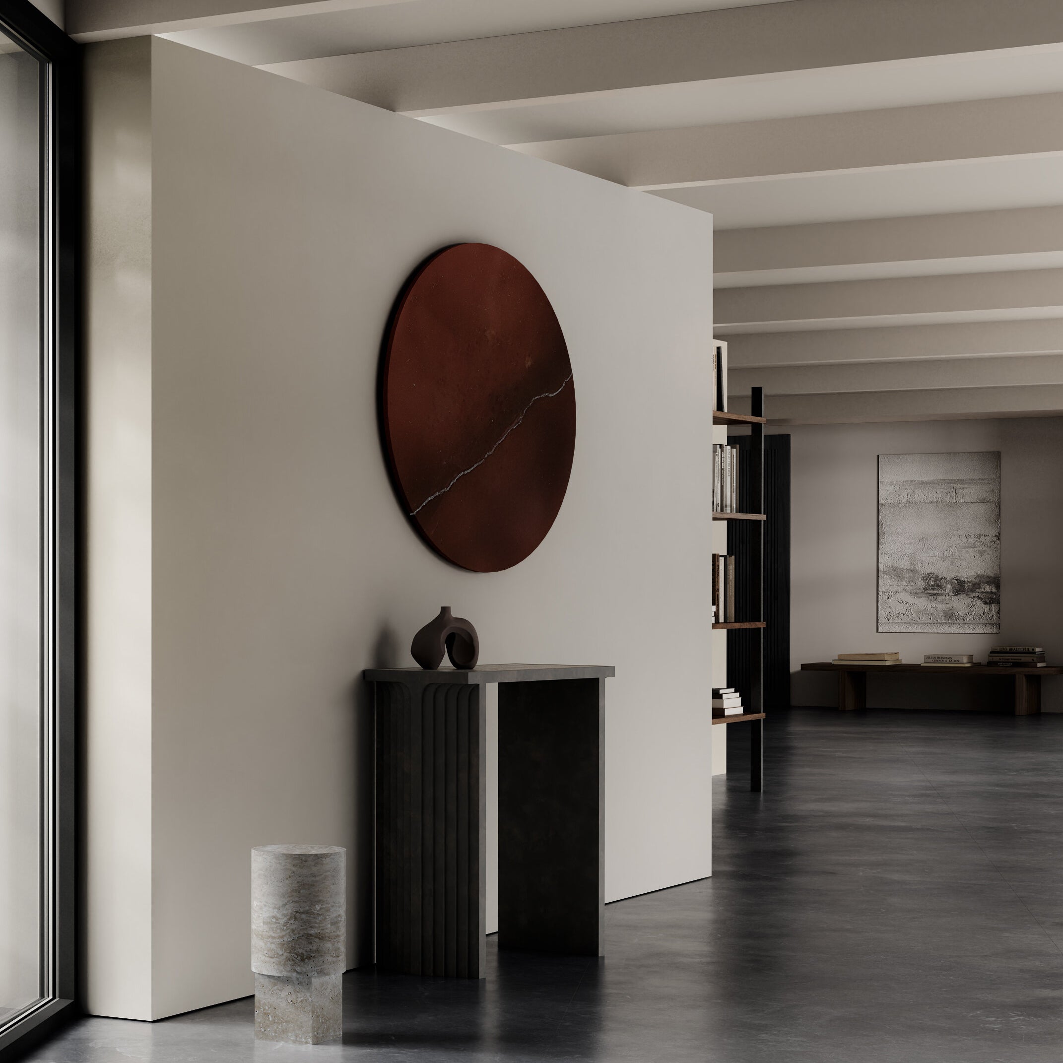 Arc Console - Silver Travertine