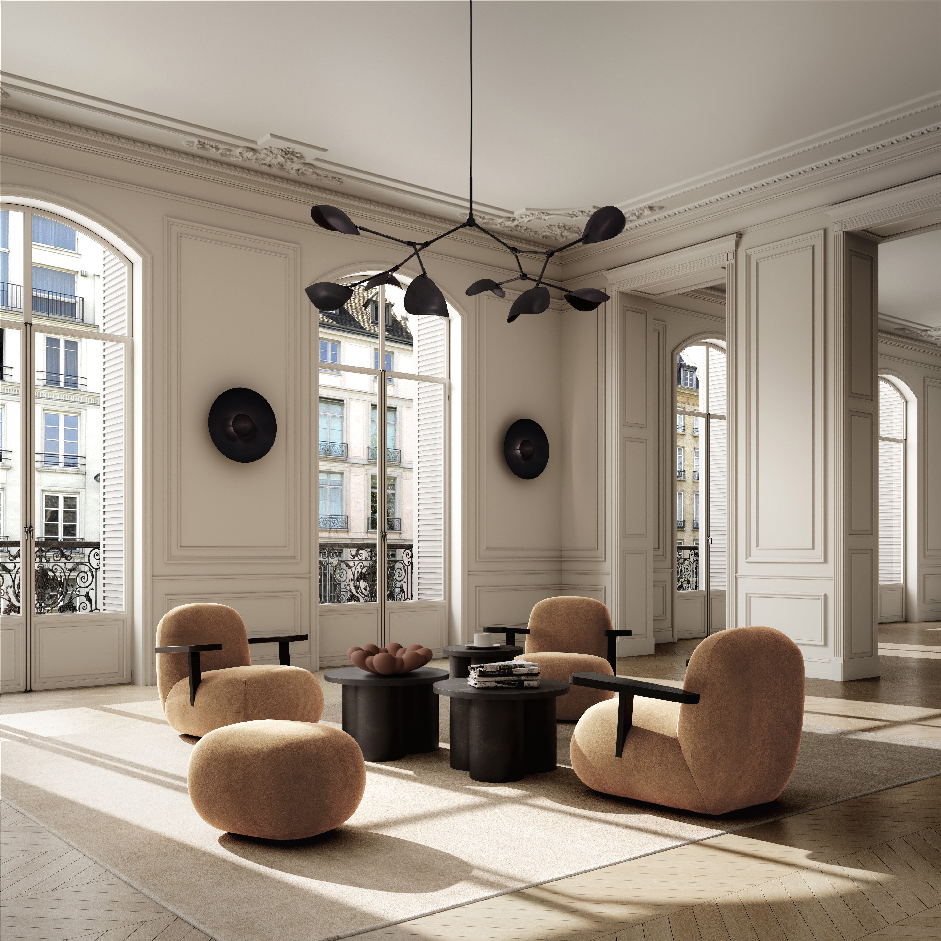 101 Copenhagen - Stingray Chandelier, Grande - Burned Black (5m) - Chandelier